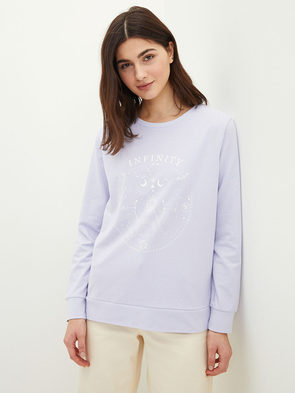 Crew Neck Printed Long Sleeve Women's Sweatshirt-1