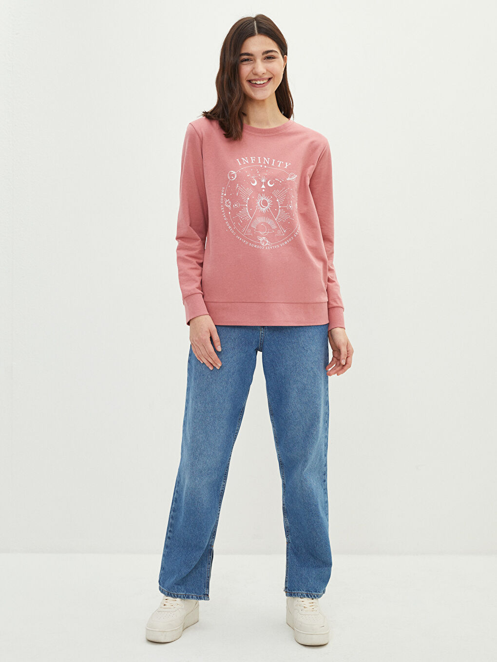 Crew Neck Printed Long Sleeve Women's Sweatshirt-2