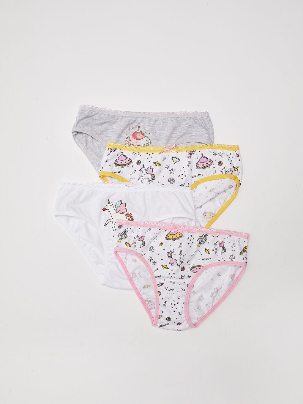 Elastic Waist Printed Girl's Panties 4 Pack