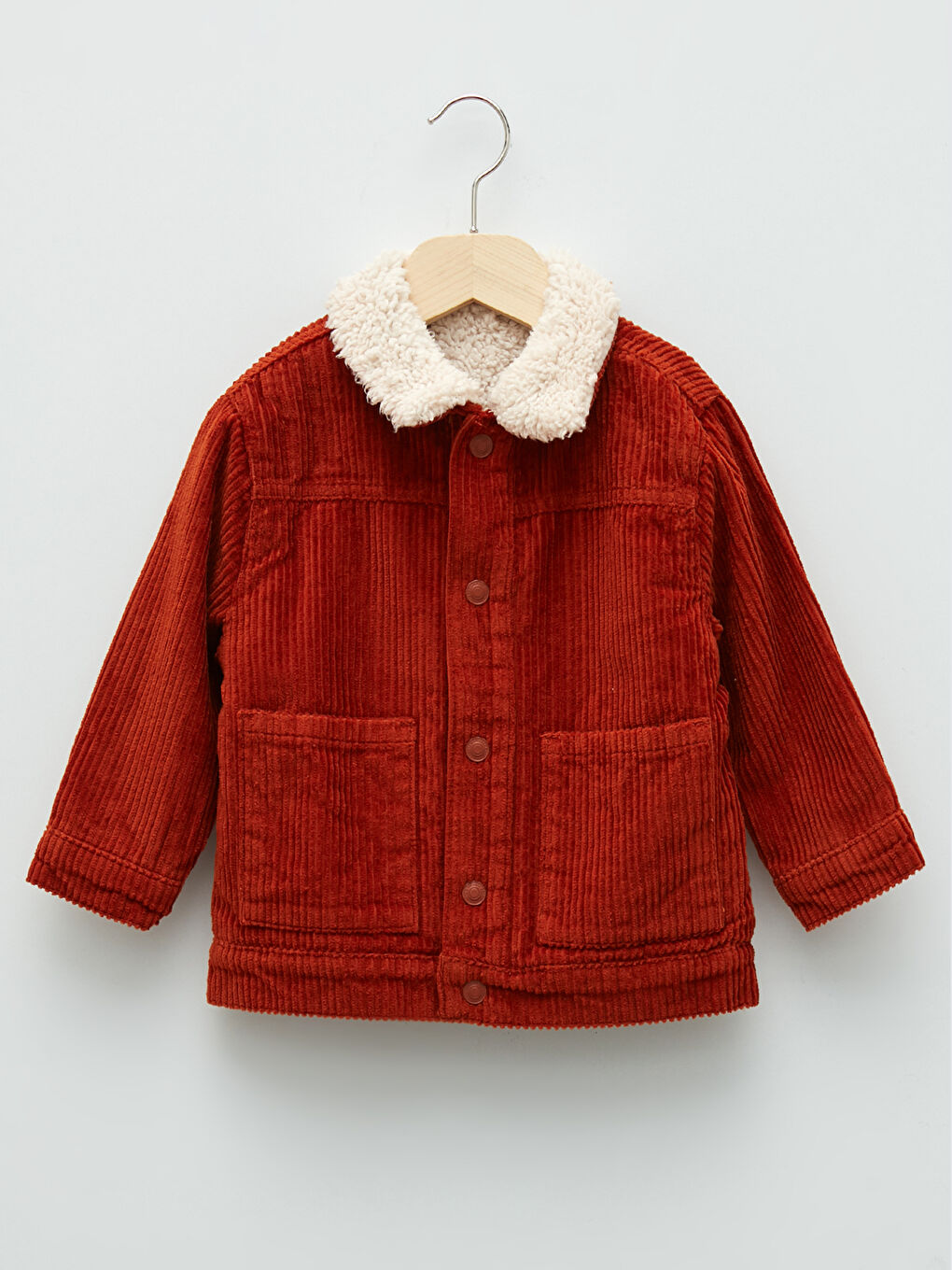 Veste Bébé Garçon en Velours à Manches Longues et Détail de Fourrure au Col