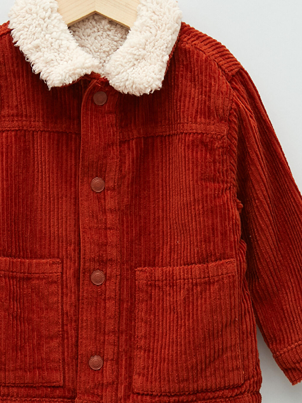 Veste Bébé Garçon en Velours à Manches Longues et Détail de Fourrure au Col-2