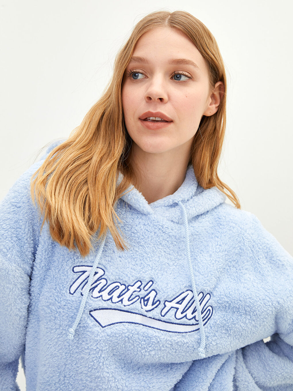 Толстовка худи для женщин с длинным рукавом из флиса с вышитым принтом-1