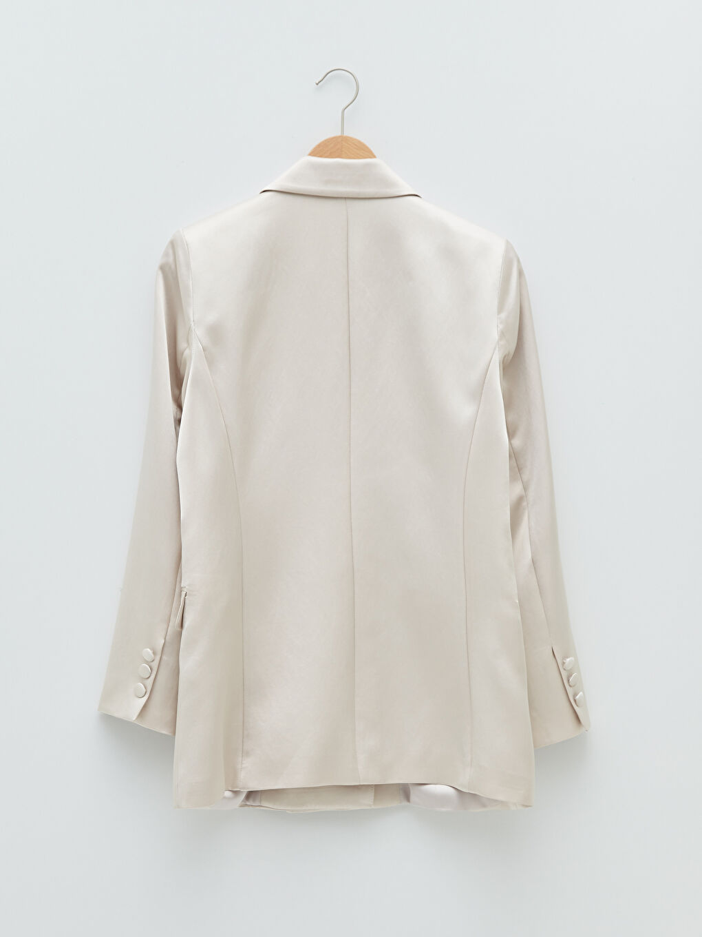 Bej Düz Uzun Kollu Kadın Ceket-7