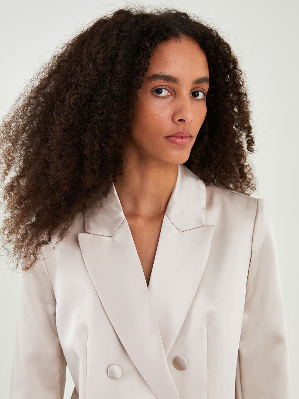 Bej Düz Uzun Kollu Kadın Ceket-3