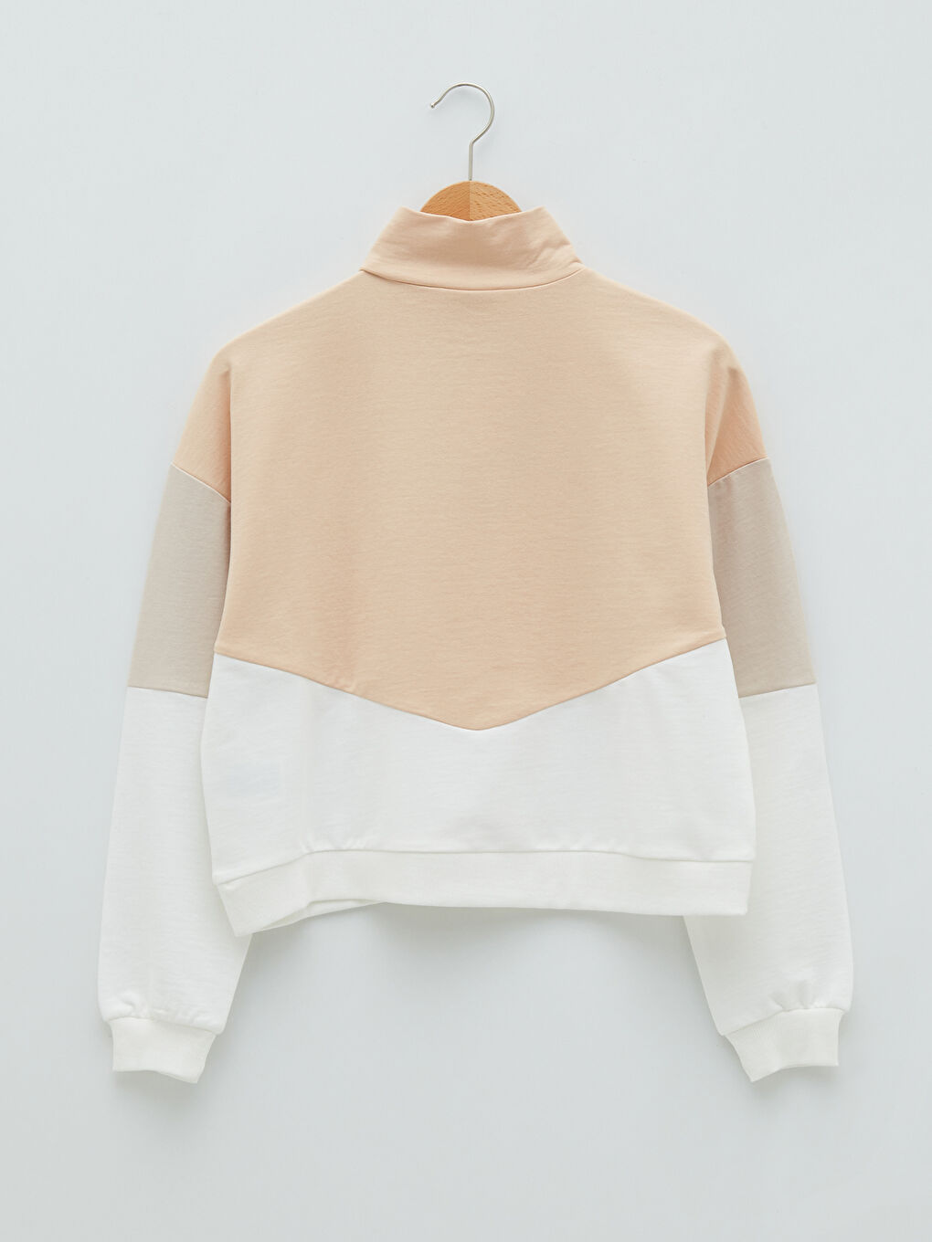 سویتشێرتی ژنان یەخەی مل بەرز قۆڵ درێژ بە بلۆکی ڕەنگ-6