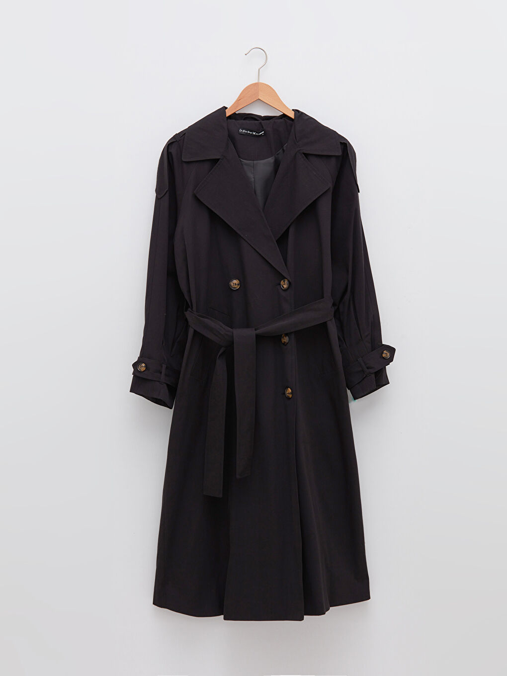 معطف خندق واسع بياقة للسيدات-7