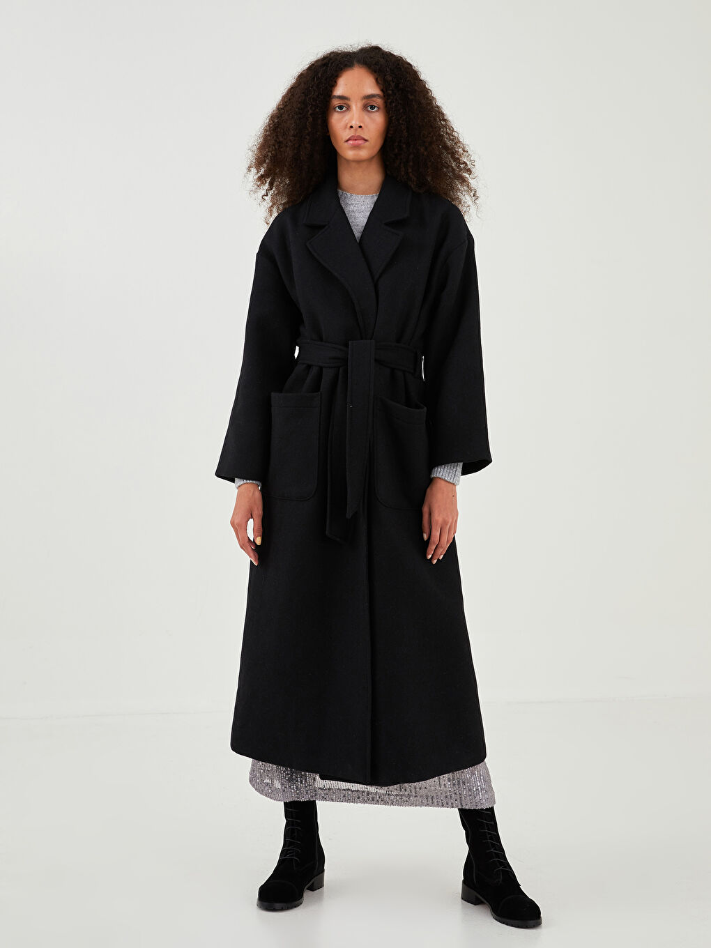 Jacket Collar Plain Oversize Women's Wool Coat