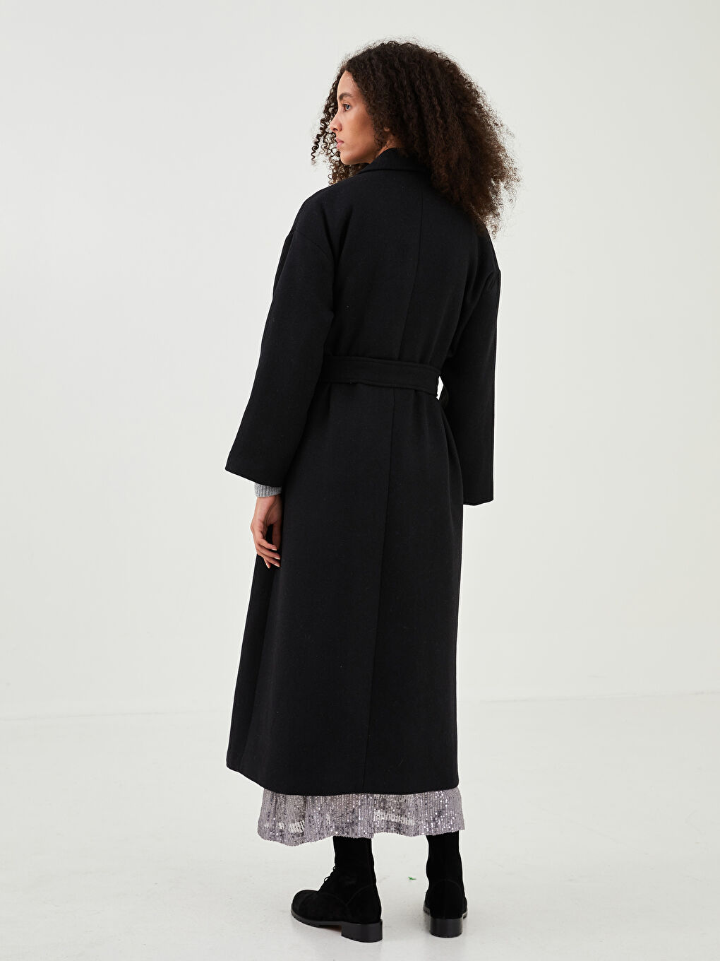 Jacket Collar Plain Oversize Women's Wool Coat-4