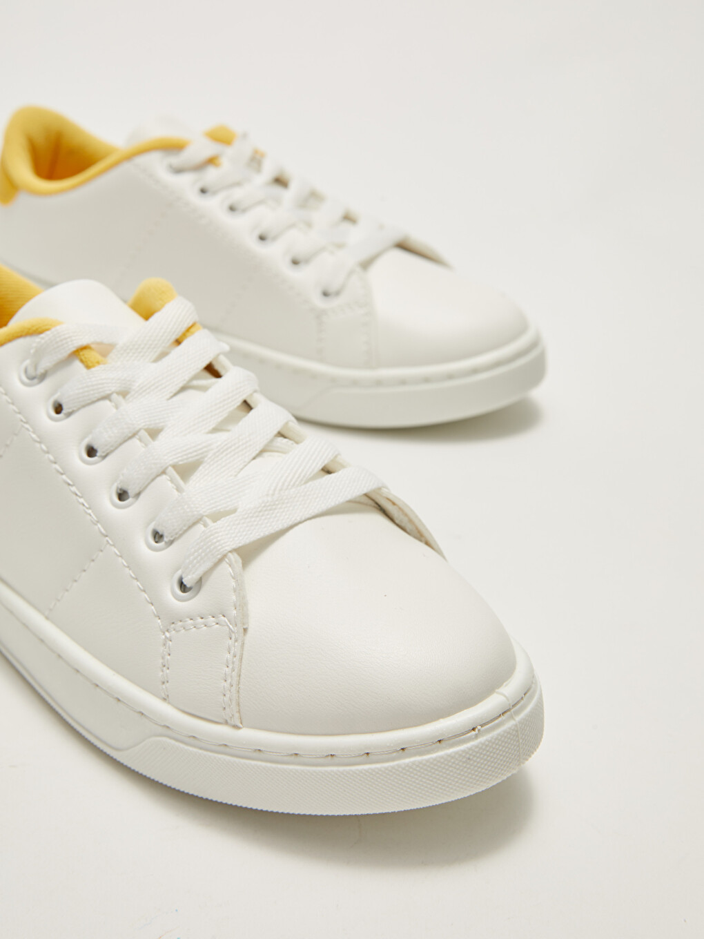 Faux Leather Lace-up Women's Sneakers-4