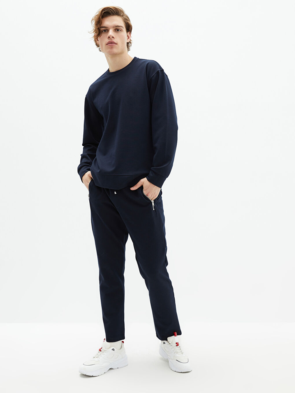 Lacivert Dar Kalıp Erkek Eşofman Altı