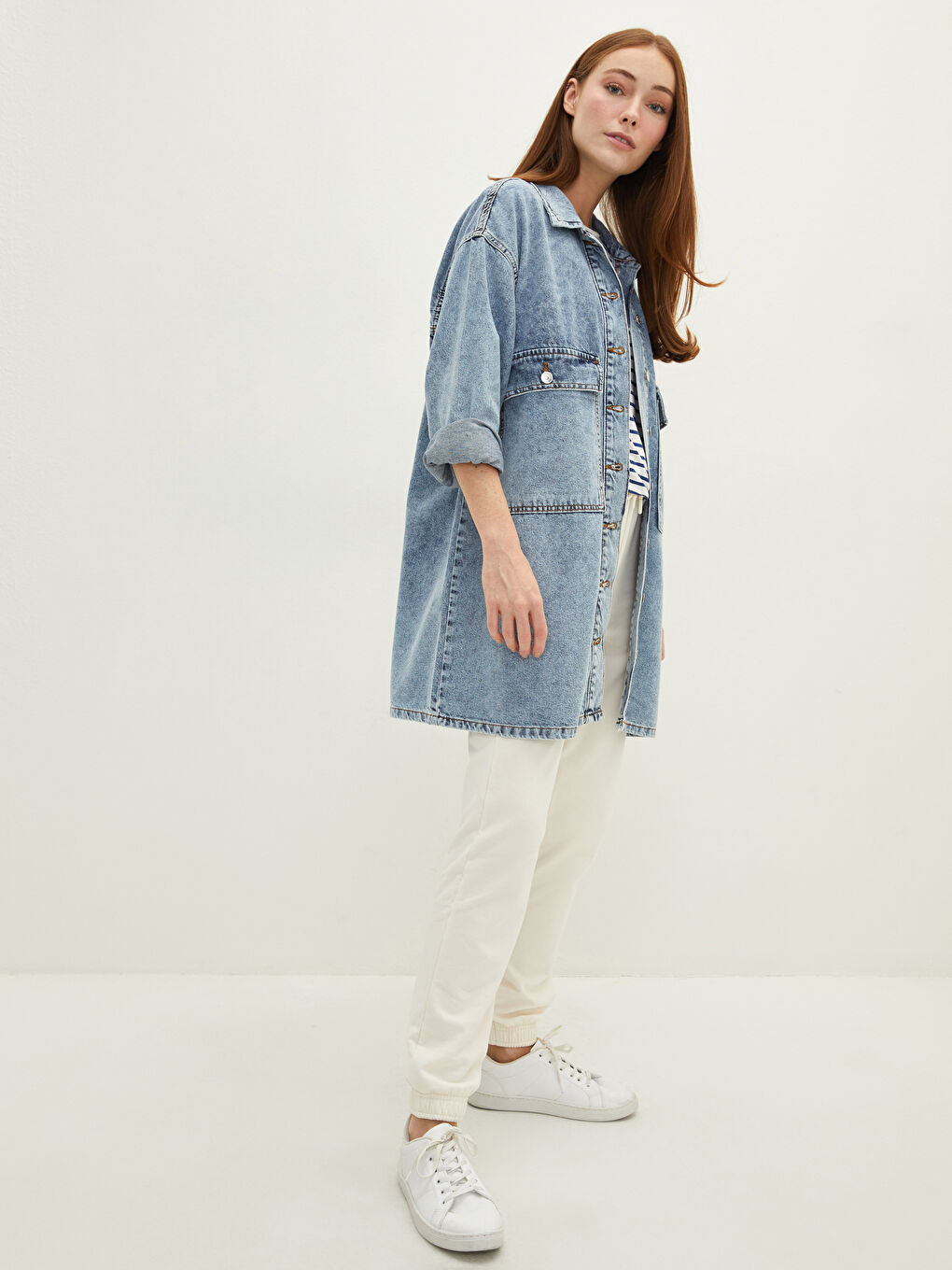 Shirt Neck Regular Long Sleeve Women's Rodeo Jean Jacket-3