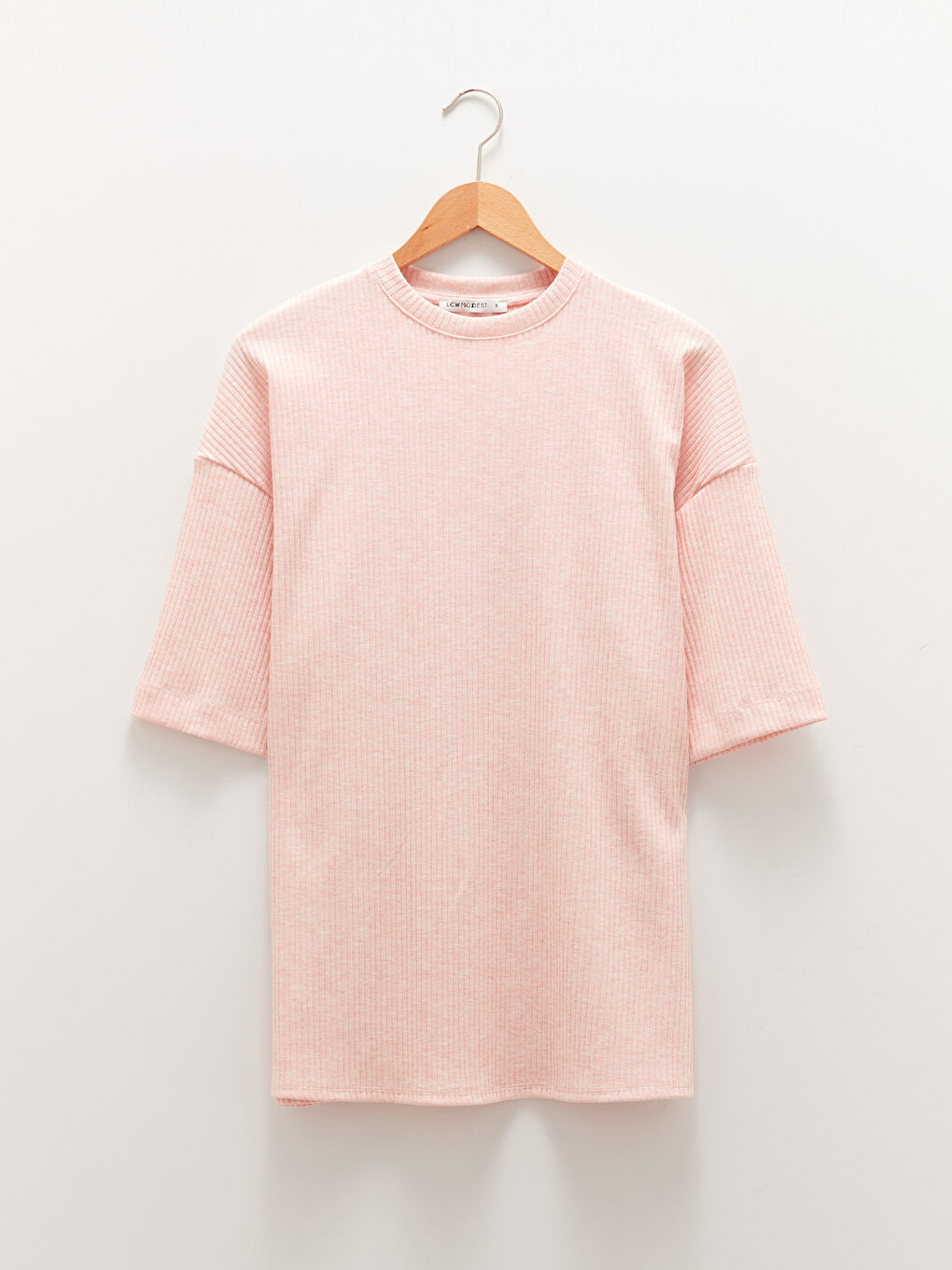 Pembe Bisiklet Yaka Kısa Kollu Kadın Tunik-5