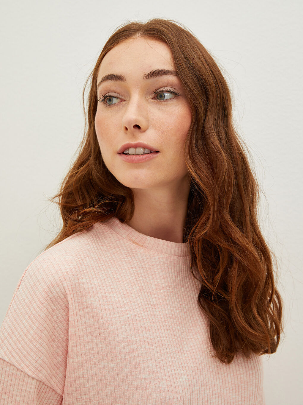 Pembe Bisiklet Yaka Kısa Kollu Kadın Tunik-3