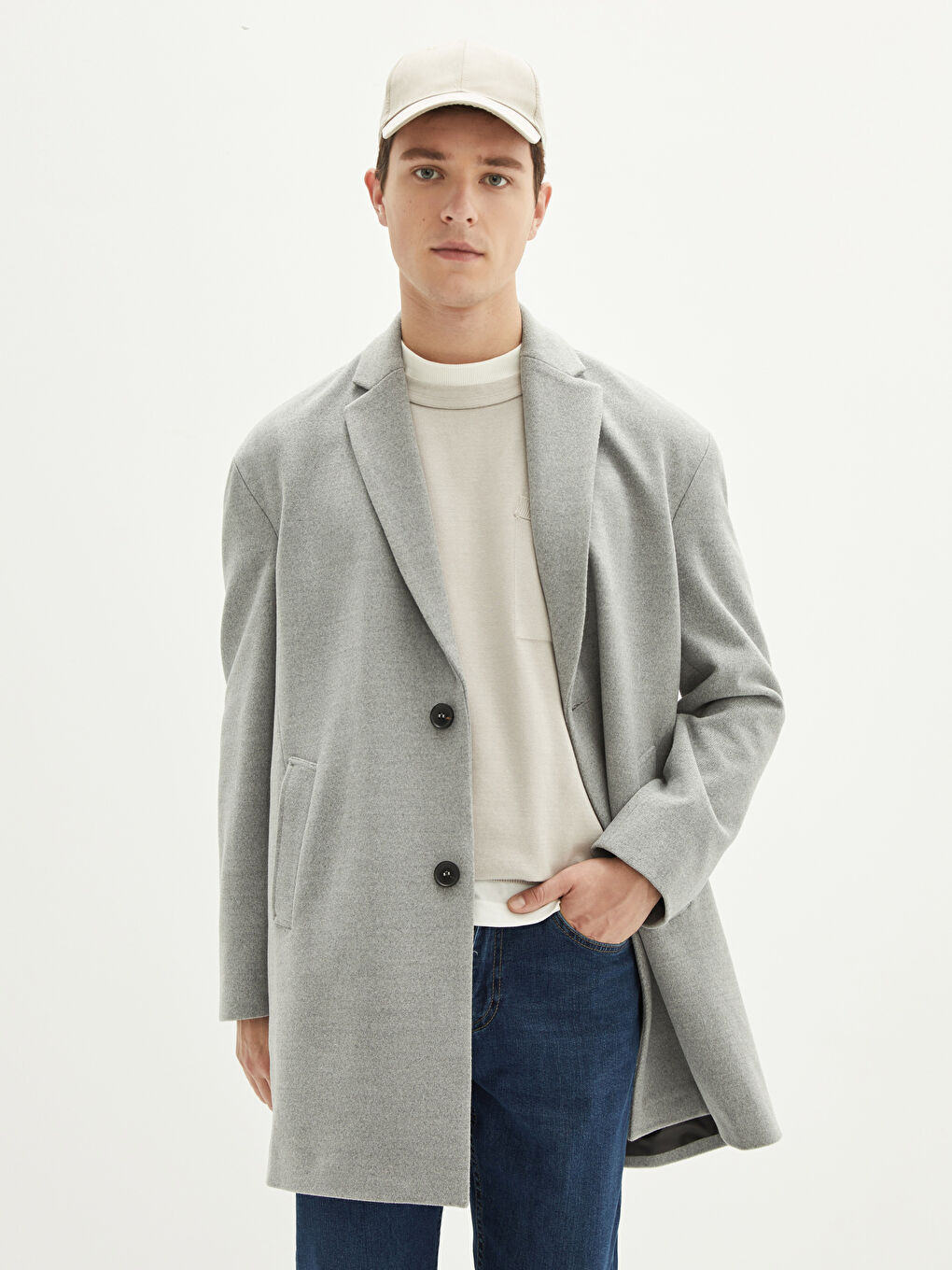 Manteau Cachet Fin à Col de Veste pour Hommes Ajustement Décontracté