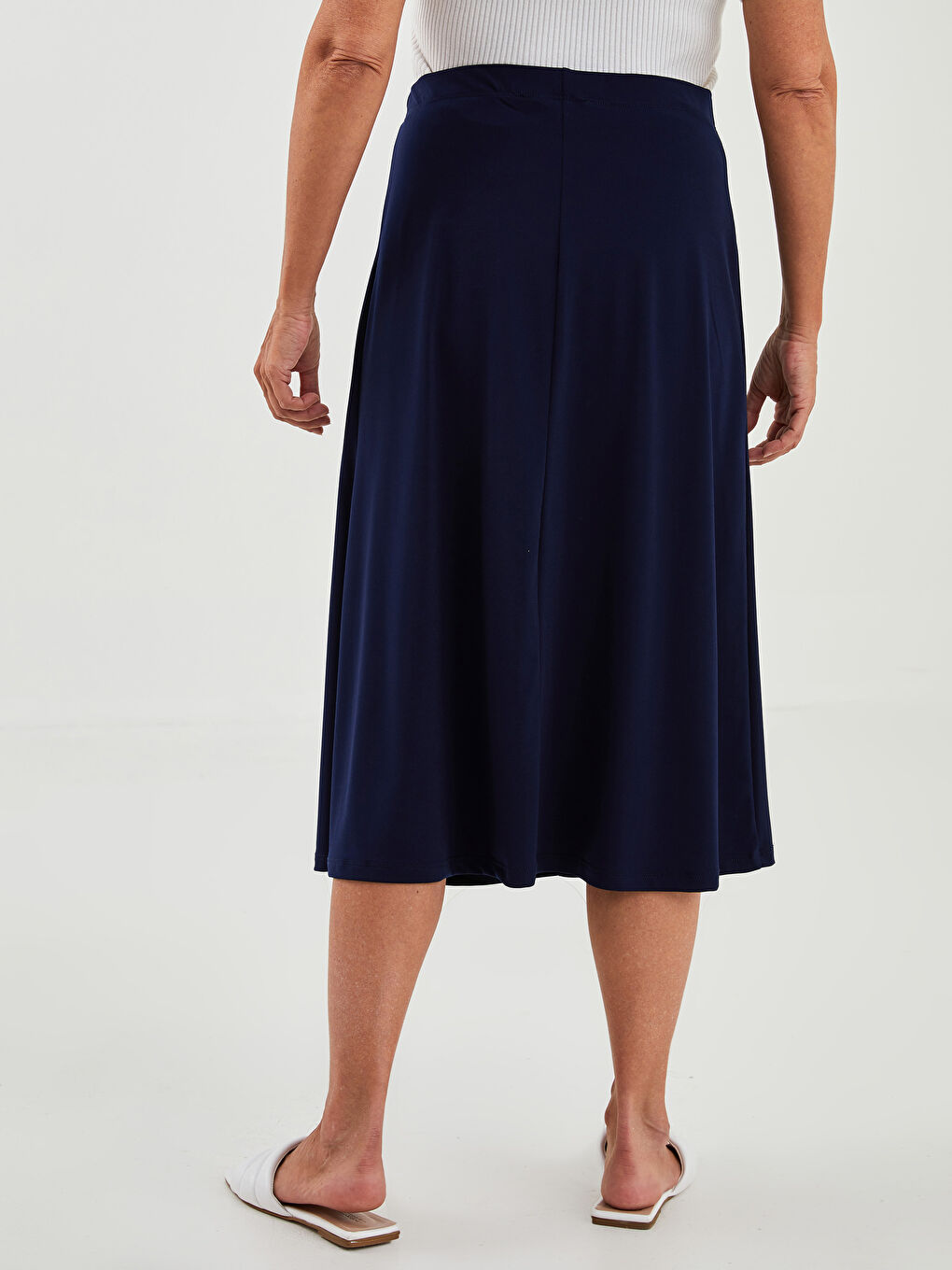 LCW Grace Elastic Waist Button Detailed A-Cut Women's Skirt -W1HD95Z8-HPN