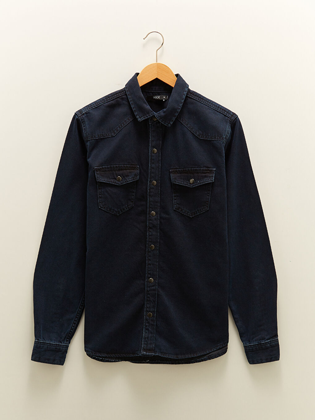 Mavi Rahat Kalıp Uzun Kollu Erkek Jean Gömlek-7