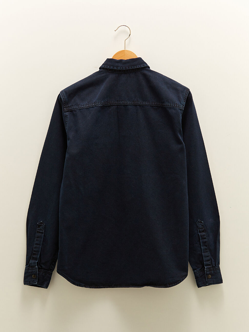 Mavi Rahat Kalıp Uzun Kollu Erkek Jean Gömlek-8