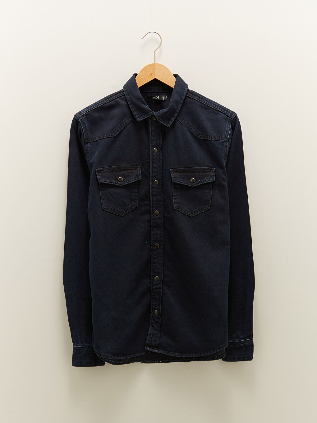 Mavi Rahat Kalıp Uzun Kollu Erkek Jean Gömlek-5