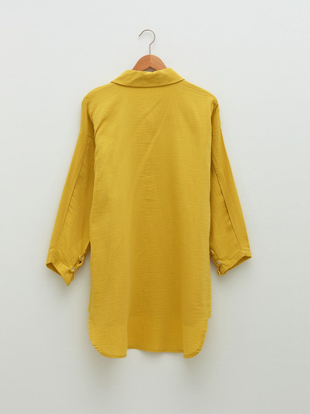 Sarı Düz Uzun Kollu Kadın Gömlek Tunik-8