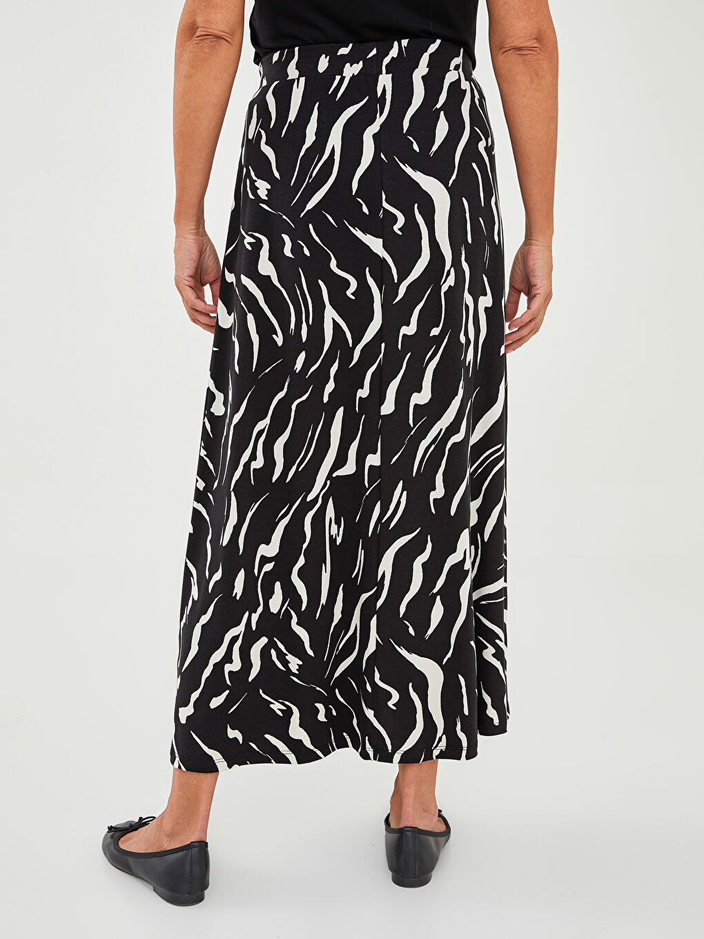 Elastic Waist Patterned A-Line Women's Skirt-4
