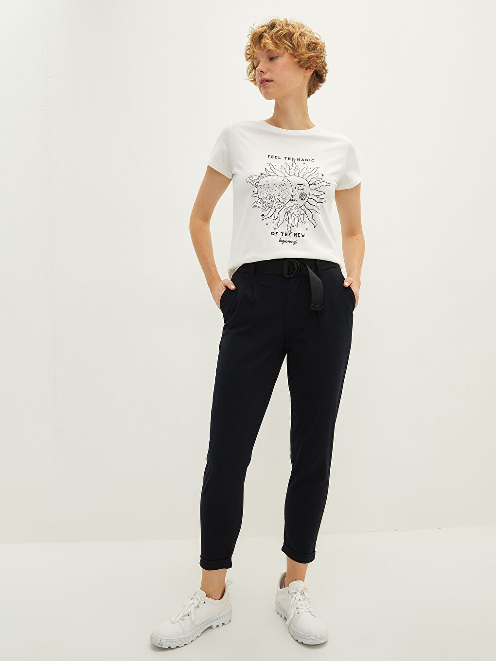 LCW Vision Waist Belted Pocket Detailed Gabardine Fabric Women's Trousers -W1HE55Z8-E0N