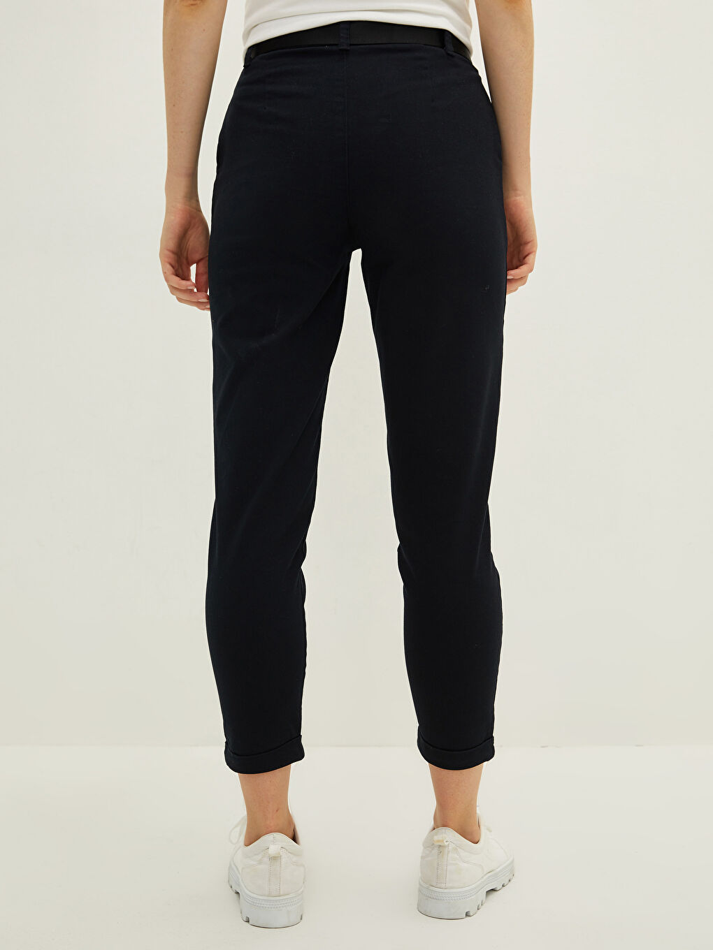 LCW Vision Waist Belted Pocket Detailed Gabardine Fabric Women's Trousers -W1HE55Z8-E0N