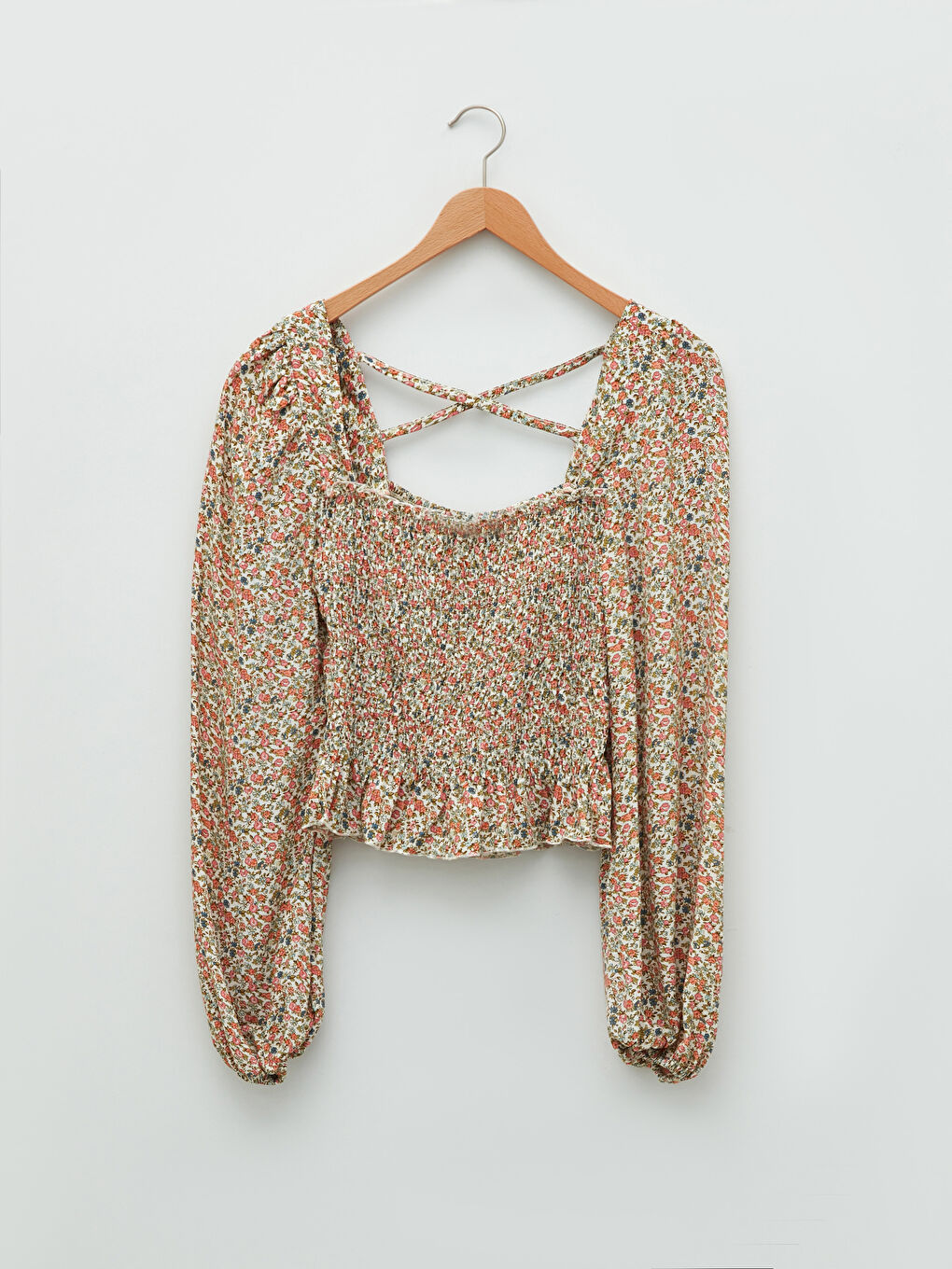 LCW Limited Quadratischer Kragen Bedruckte Langarm Viskose Bluse für Damen -W1HE60Z8-LSR