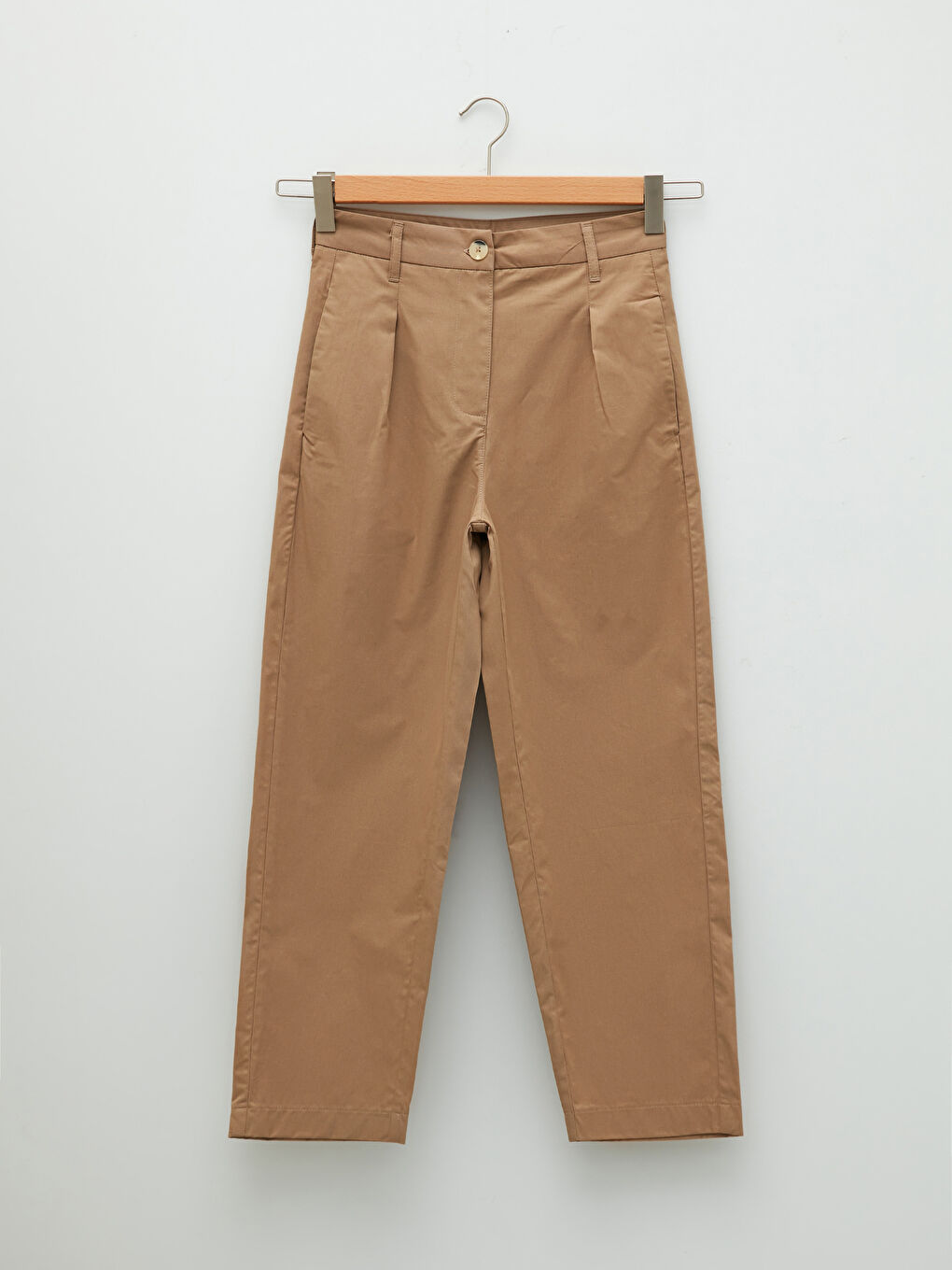 Normal Waist Standard Fit Pocket Detailed Gabardine Women's Trousers-6