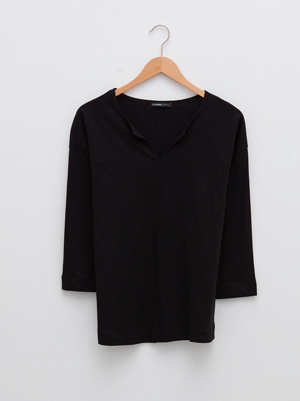 Women's Notch Neck Plain Blouse-5