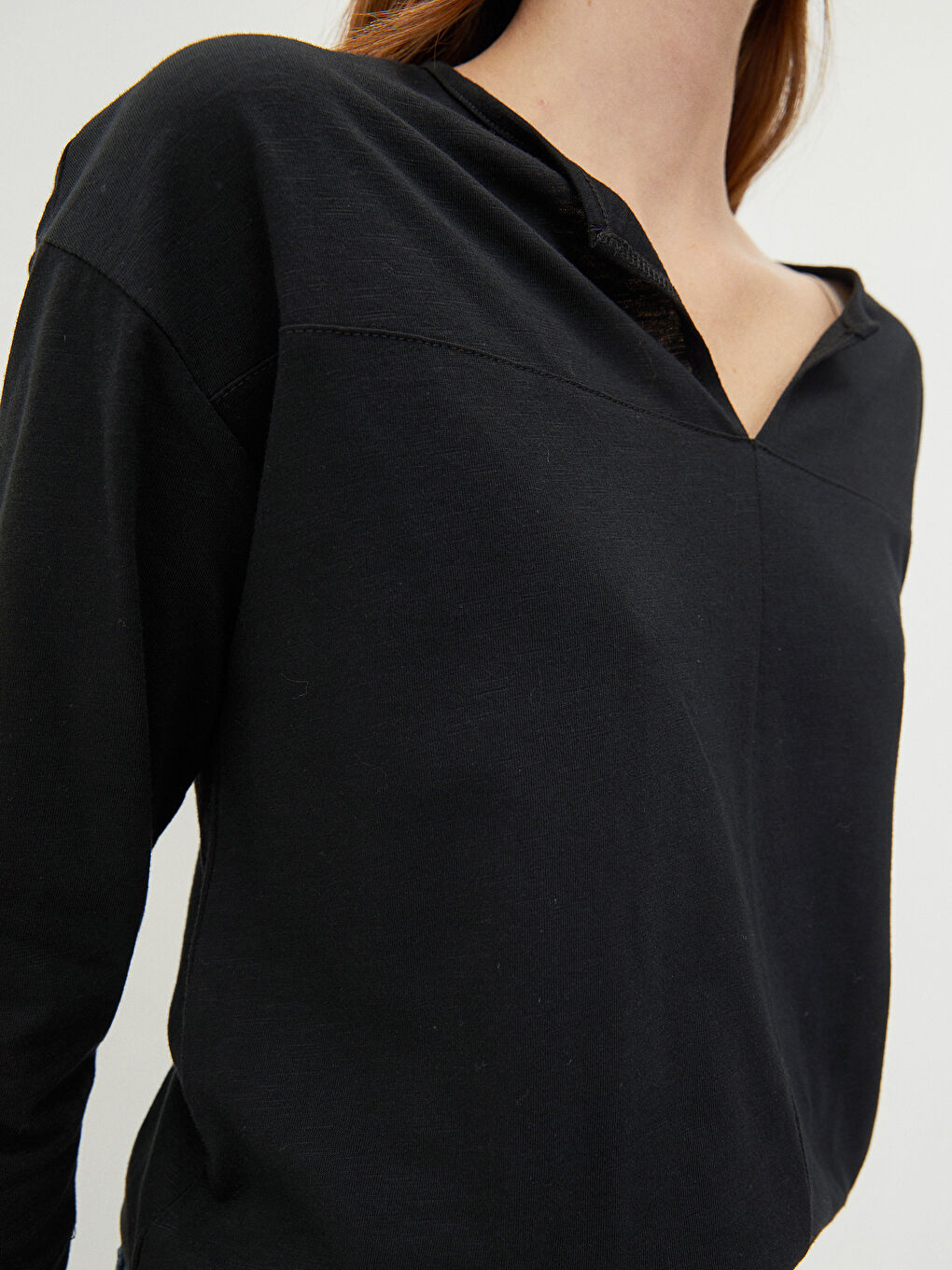 Women's Notch Neck Plain Blouse-2