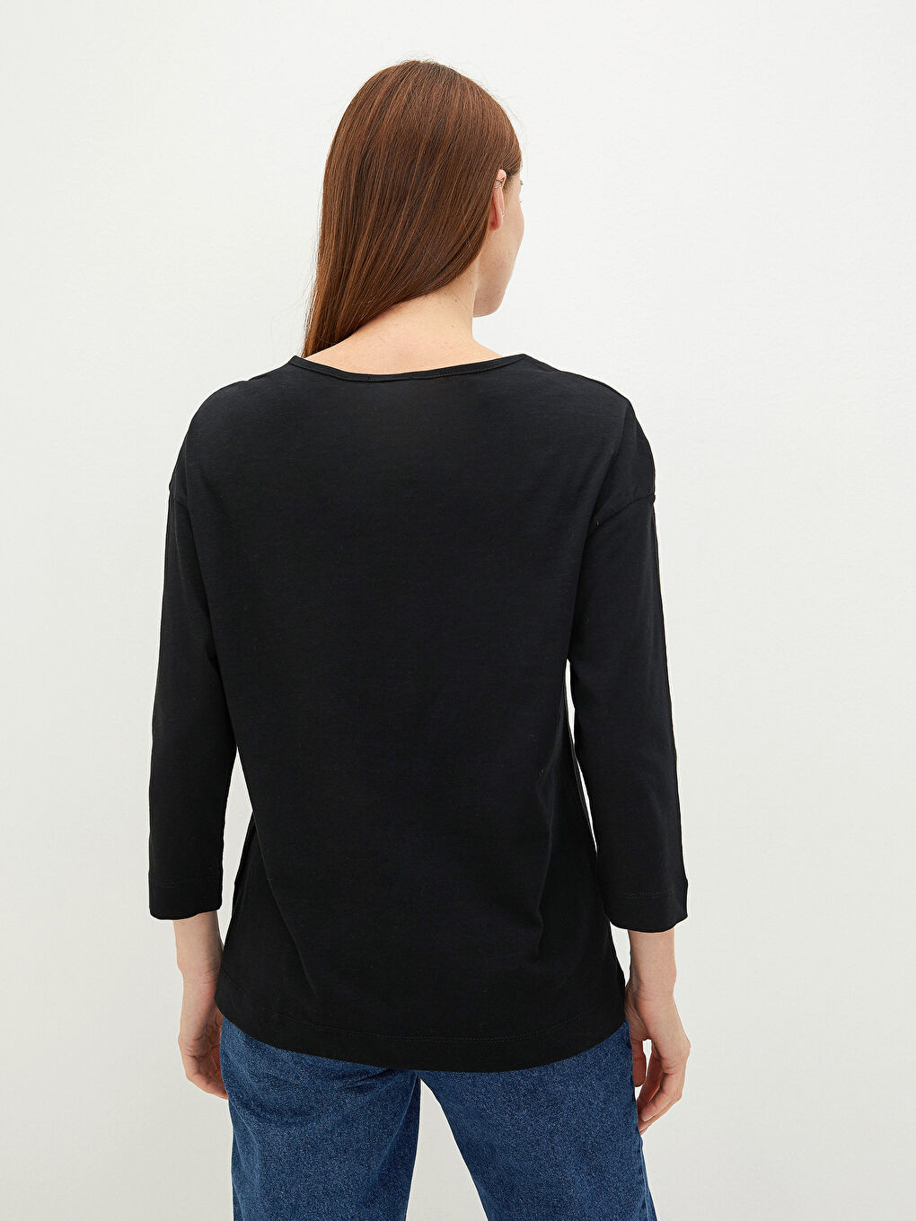 Women's Notch Neck Plain Blouse-4