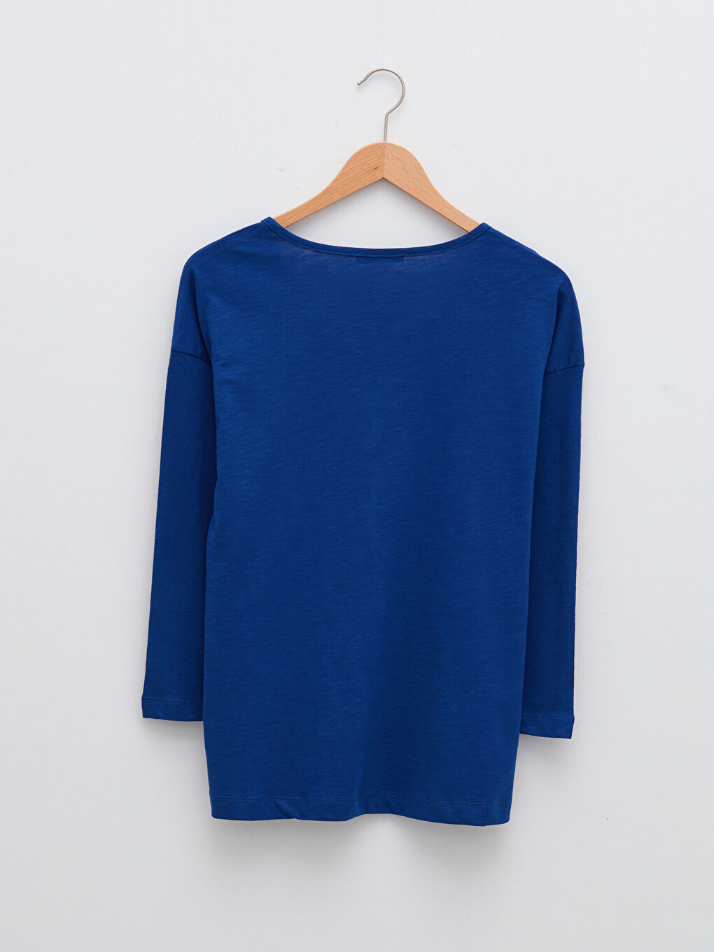 Lacivert Kadın Kaçık Yaka Düz Bluz-6