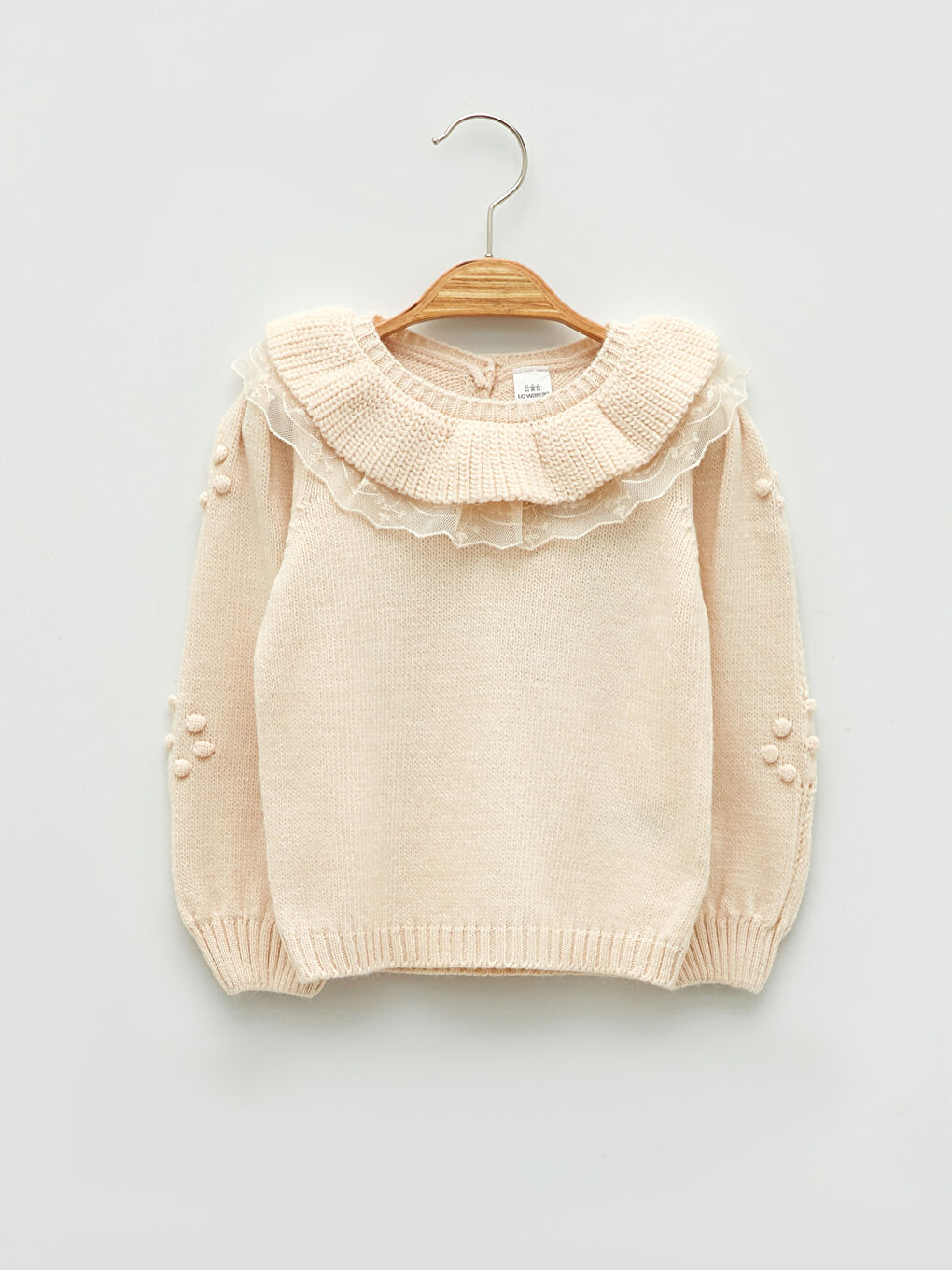 Pembe Bisiklet Yaka Uzun Kollu Kız Bebek Triko Kazak