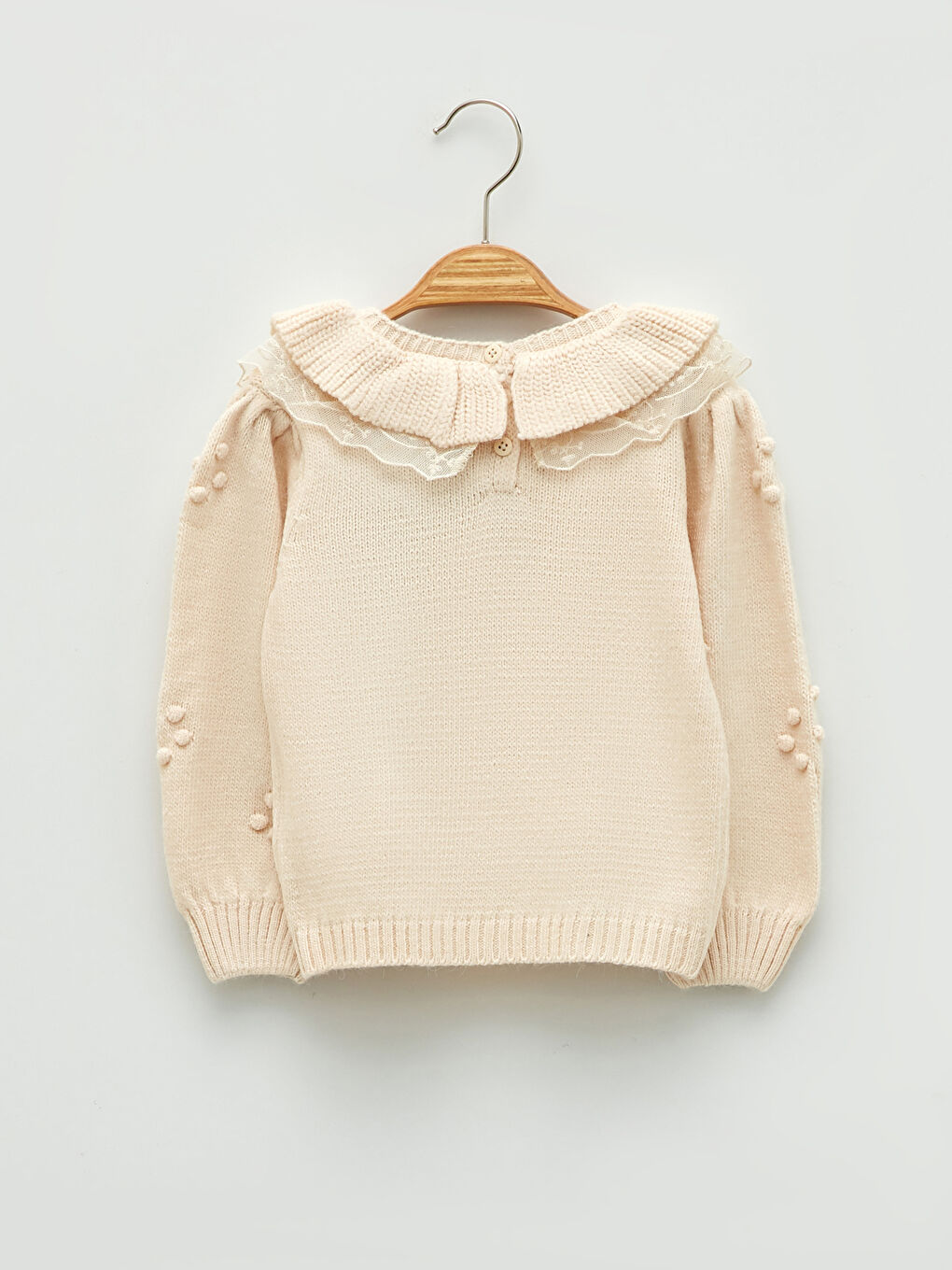 Pembe Bisiklet Yaka Uzun Kollu Kız Bebek Triko Kazak-1