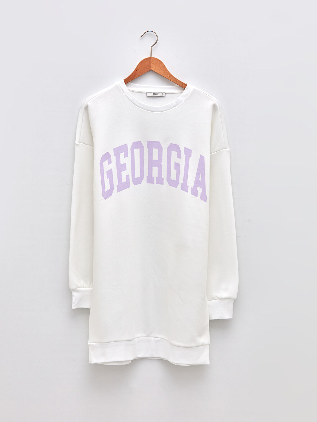Crew Neck Slogan Printed Long Sleeve Women's Dress-5