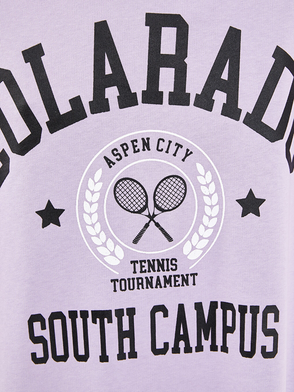 Lila Bisiklet Yaka Slogan Baskılı Uzun Kollu Kadın Elbise-3