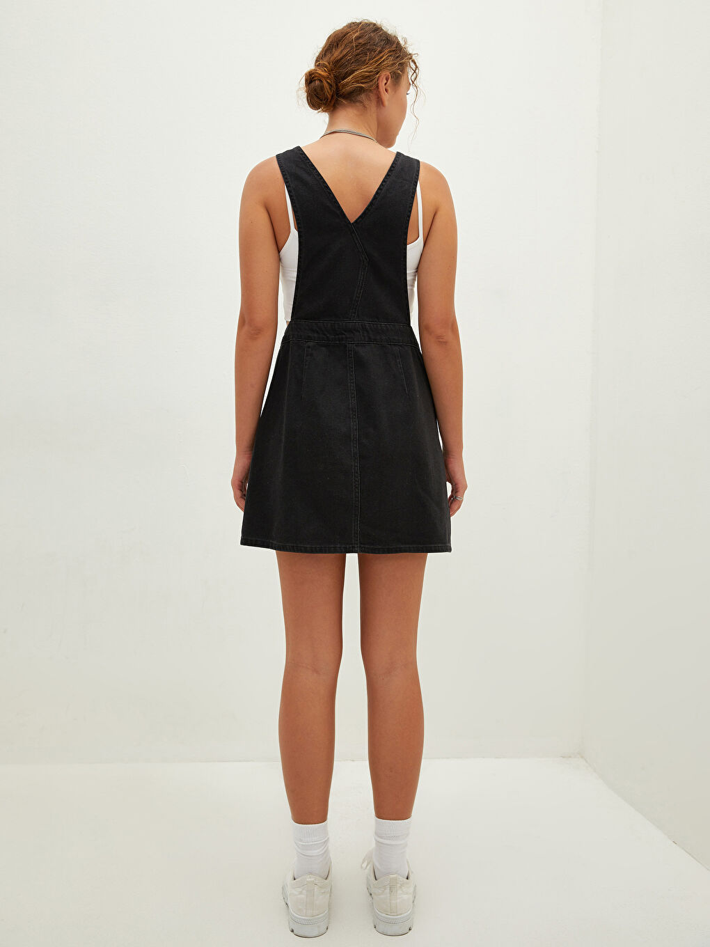 Salopetă Rodeo din Denim pentru Femei cu Guler Pătrat și Bretele Drepte-6