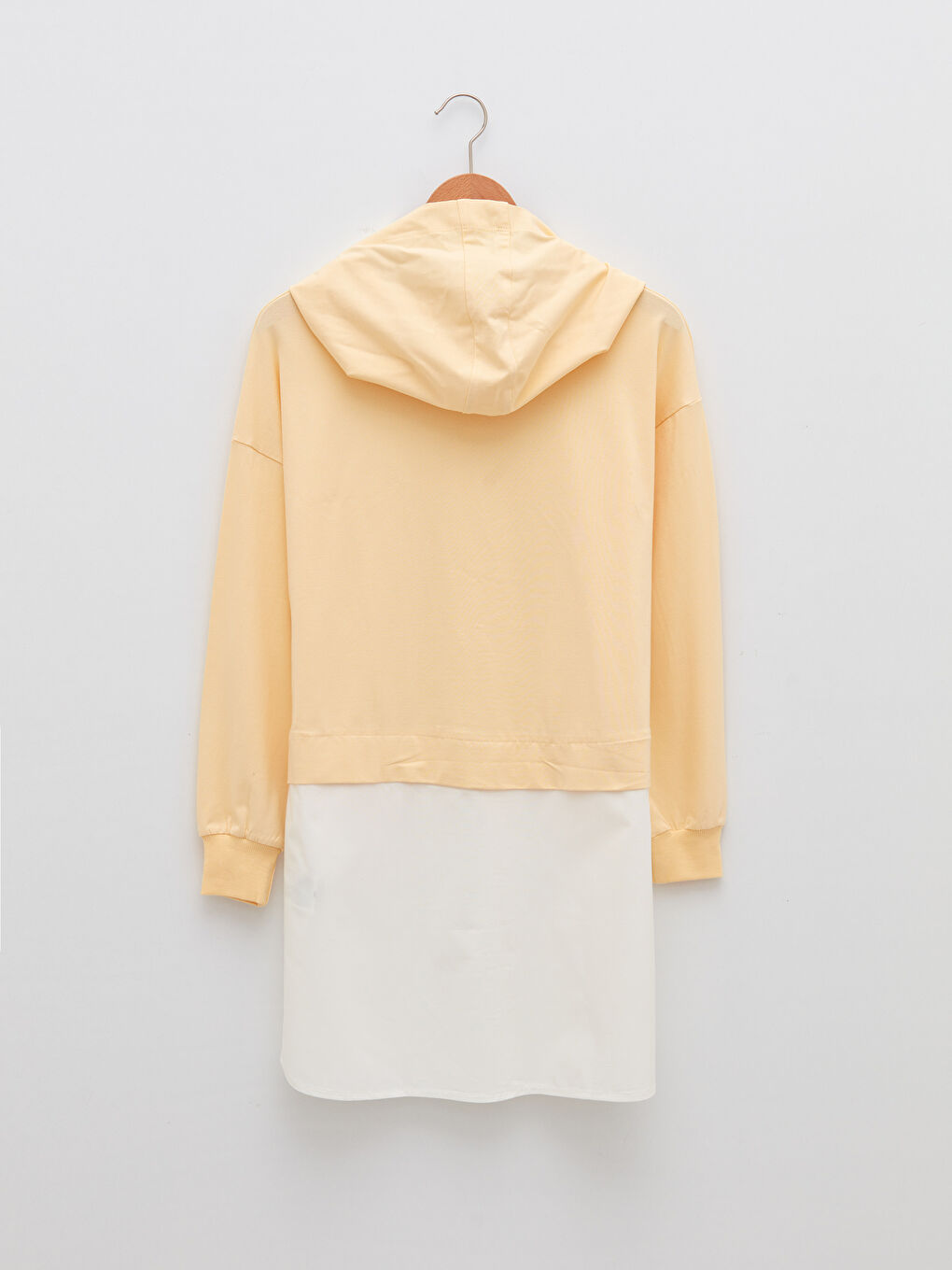 Sarı Kapüşon Yaka Baskılı Uzun Kollu Kadın Tunik-6