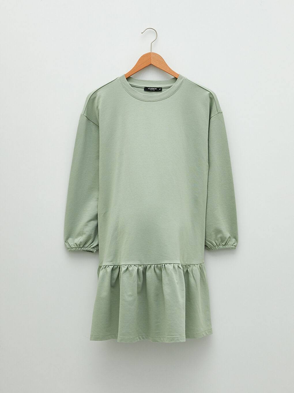 Crew Neck Straight Long Sleeve A-Line Maternity Dress-4