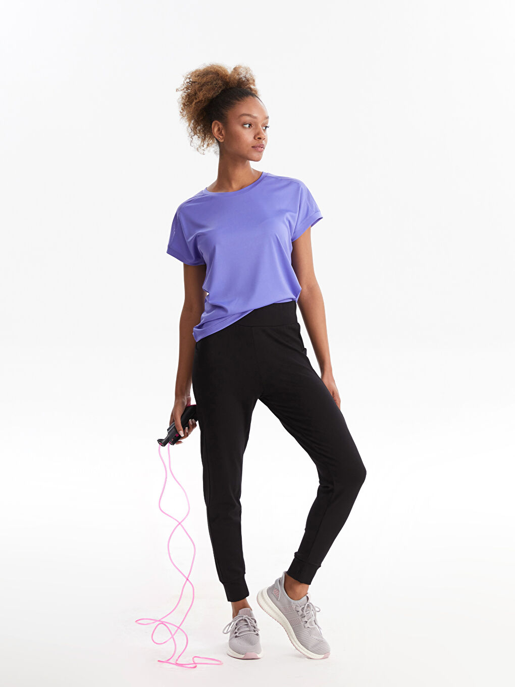 Siyah Beli Lastikli Düz Cep Detaylı Kadın Eşofman Altı-2