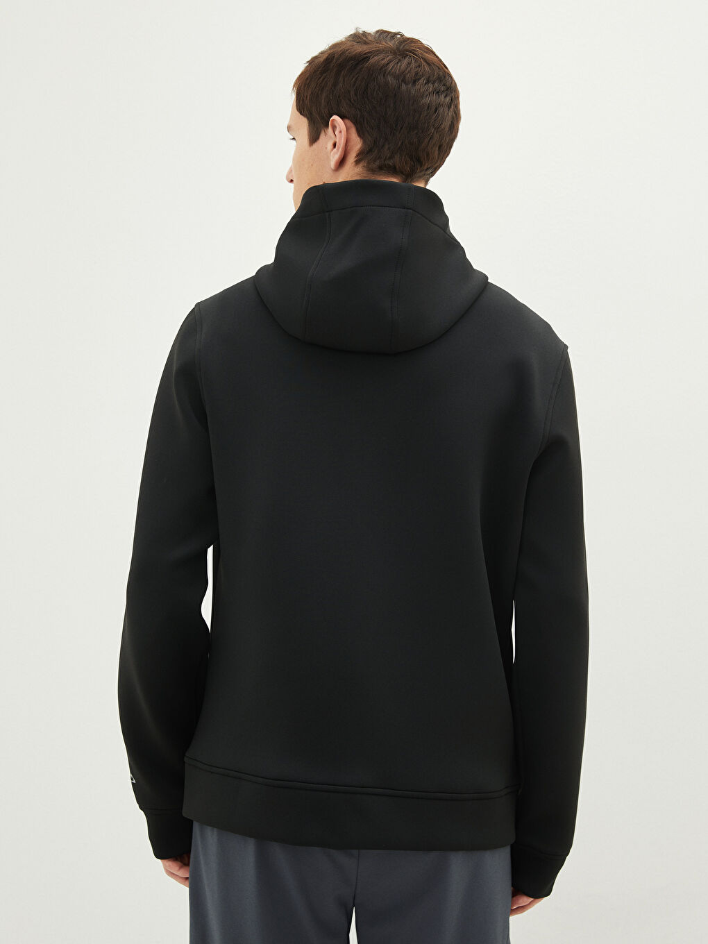Siyah Standart Kalıp Kapüşonlu Erkek Hırka-4