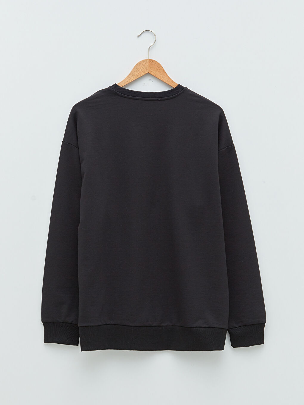 Siyah Bisiklet Yaka Uzun Kollu Baskılı Erkek Sweatshirt-6