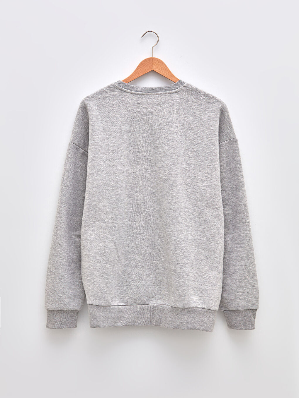 Gri Bisiklet Yaka Uzun Kollu Baskılı Erkek Sweatshirt-6