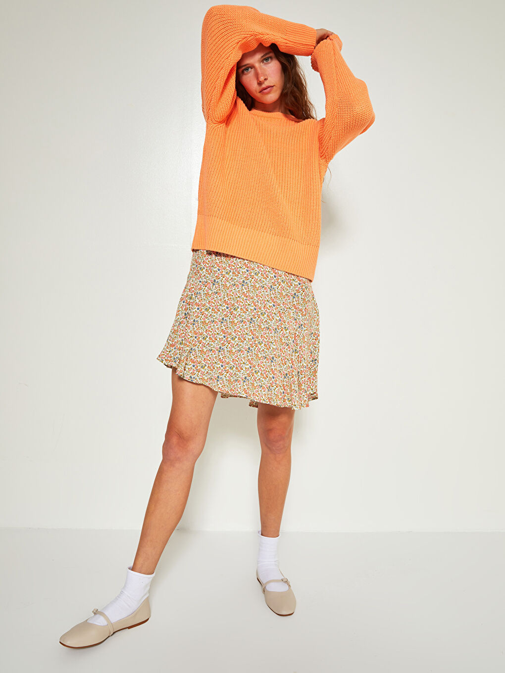 Pembe Bisiklet Yaka Basic Uzun Kollu Kadın Triko Kazak-2