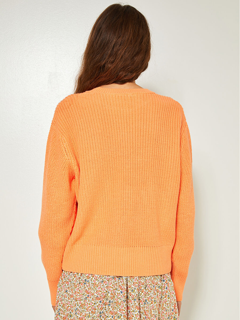 Pembe Bisiklet Yaka Basic Uzun Kollu Kadın Triko Kazak-4