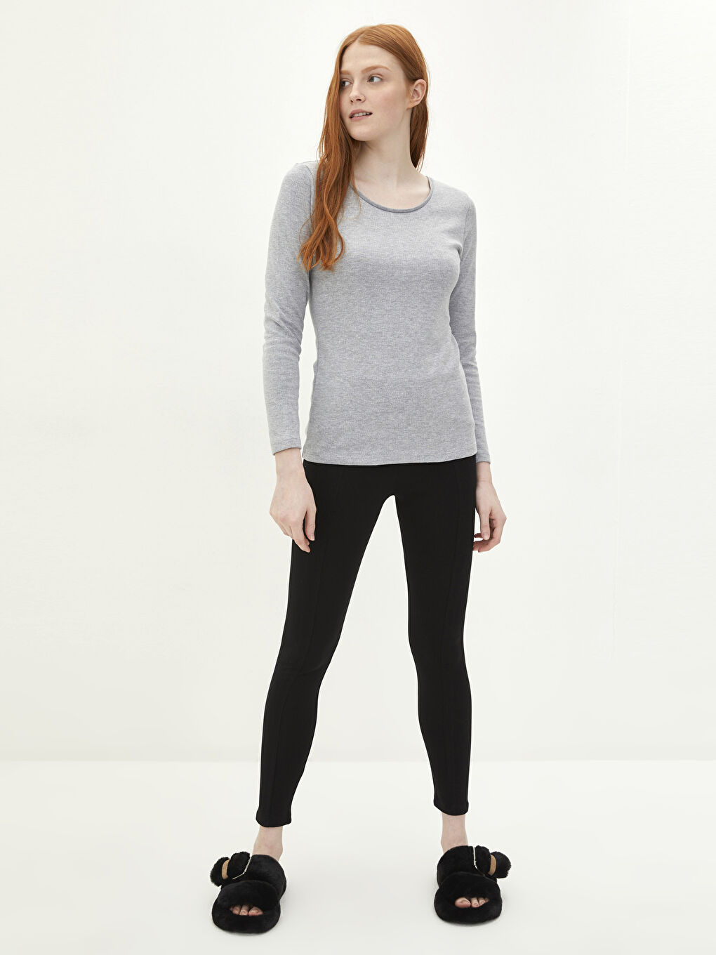 Antrasit Bisiklet Yaka Kadın Termal İçlik-2