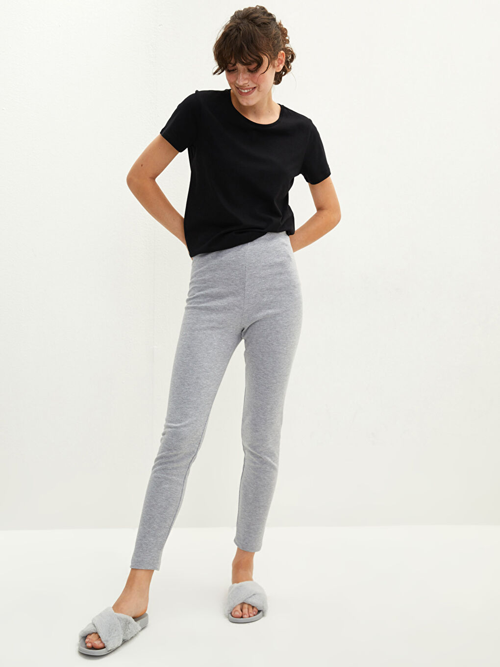 LCW DREAM Damen Leggings mit Elastischem Bund und Schlichtem Basisschicht-Design -W1HF89Z8-L8N