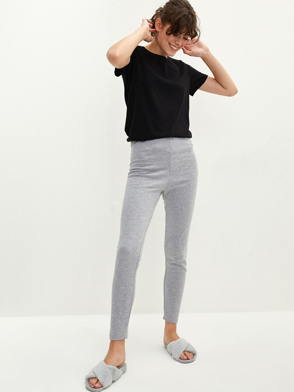 LCW DREAM Damen Leggings mit Elastischem Bund und Schlichtem Basisschicht-Design -W1HF89Z8-L8N