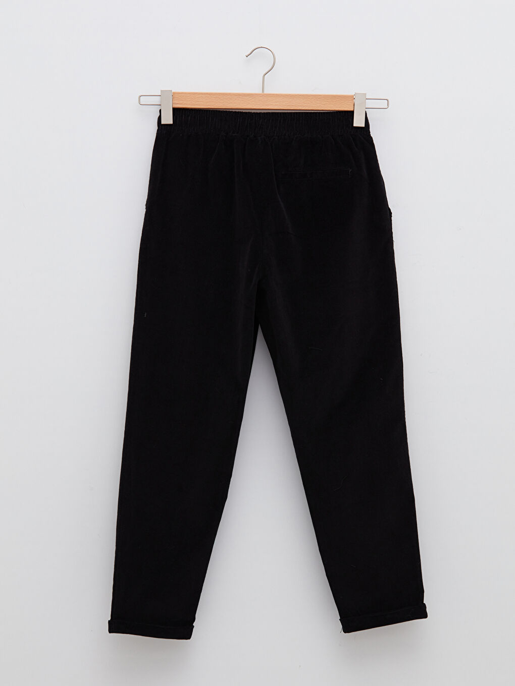 Pantalone od somota sa elastičnim strukom i detaljima vezivanja-6