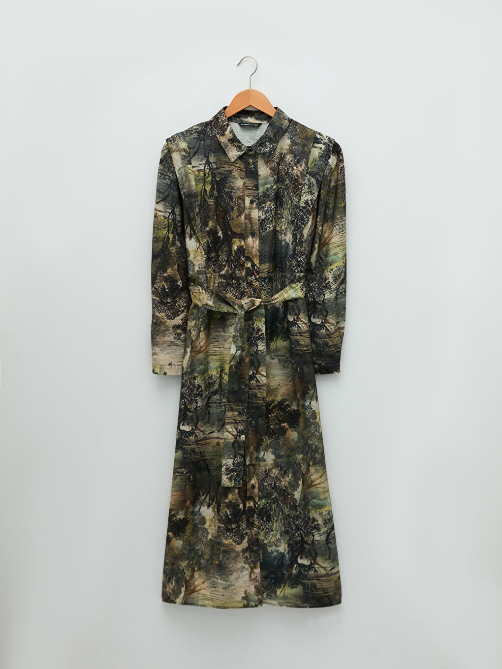 LCWAIKIKI Classic Collared Neck Patterned Long Sleeve Women's Dress -W1HF92Z8-F9C